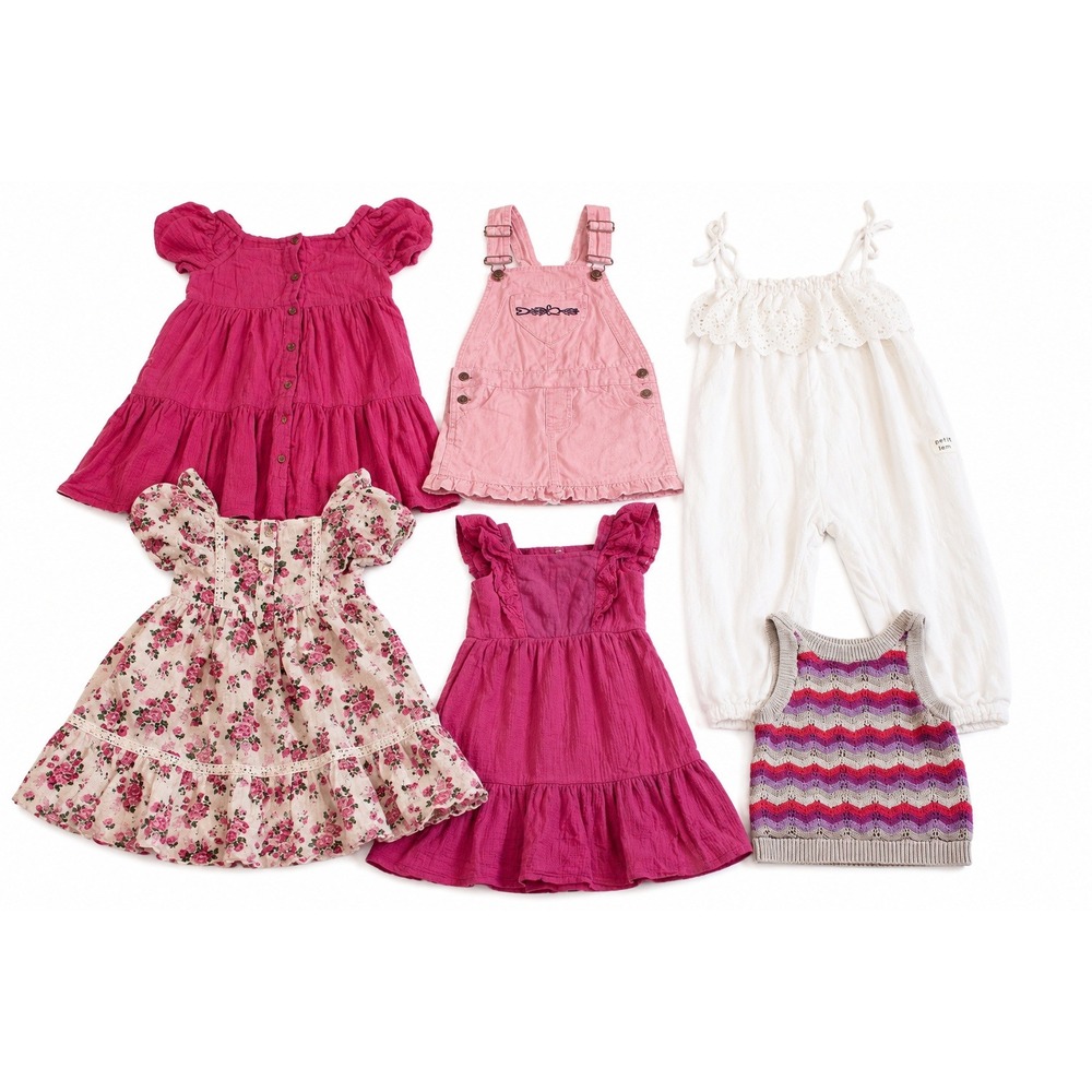 Boutique Mixed Clothing Lot Girls Summer 5 Pink White Floral Dresses Romper